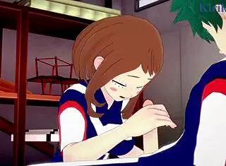 ochako uraraka and izuku midoriya get into intense sex in this my hero academia hentai scene