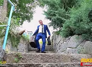 i sneeked into my older neigbor's house for the pool and got fucked hard in my tight pussy