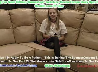 Ava Siren undergoes first gyno exam with doctor Tampa using speculum