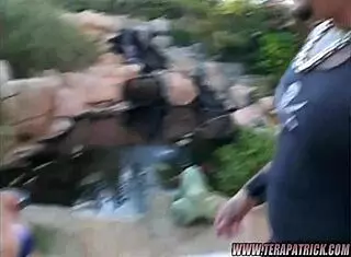 Cock-craving Tera Patrick gets banged outdoors by perverted hard dick.