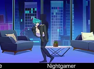 in the night, a gamer discovers his cute anime girlfriend in hentai style