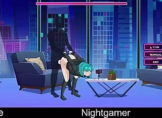 in the night, a gamer discovers his cute anime girlfriend in hentai style