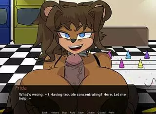 Soft pillowy tits around member in FNAF porn game boobjob compilation