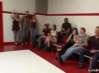 Wrestler dominates with public blowjob in wild outdoor match.