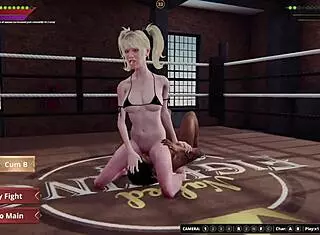 Dela battles Bree in intense naked 3D wrestling with face sitting action