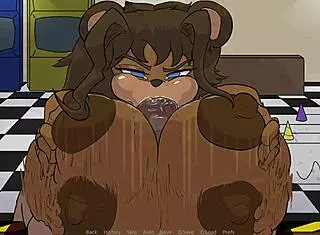 Soft pillowy tits around member in FNAF porn game boobjob compilation