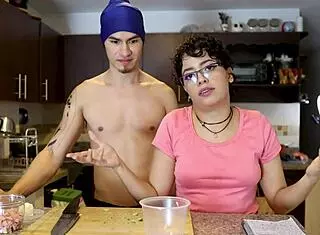 Henry and Veronika share quick pasta then blowjob