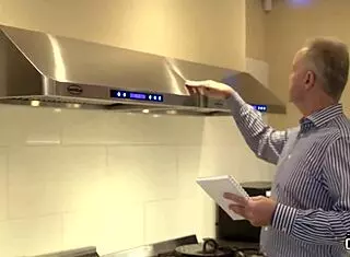 Blonde gets intense face fucking from old bald guy