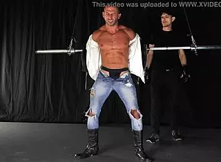 straight muscle stud dominated in gay bondage bdsm.