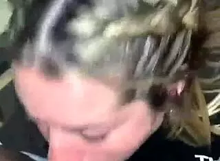 listen to the sound of her sucking and swallowing that cock deepthroat with spitting.