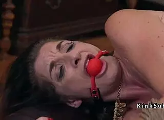 tied up brunette gets rough anal fucked!