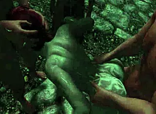 Irileth from Skyrim encourages the guards to bang her in this 3D hentai group gangbang with facial.