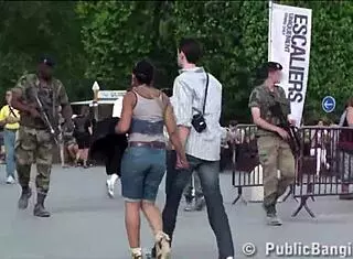 under the eiffel tower in paris france extreme public sex risky threesome orgy