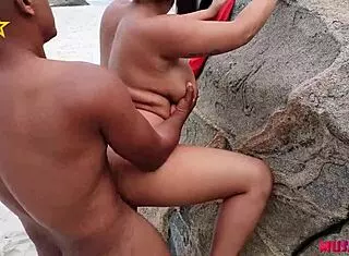 Big-Assed Woman Adventures On Nudist Beach In Rio With Well-Endowed Black Men