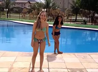 I challenged my best friend to a yoga contest in the pool.