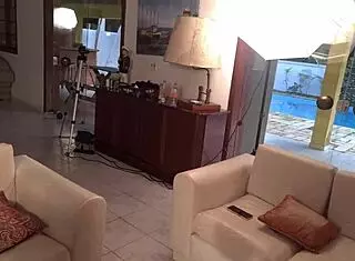 four hot girls strip to seduce gay guy, he sucks monster cock