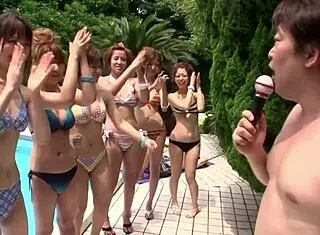 japanese summer girls dive into a massive poolside orgy with hairy creampies in uncensored jav action