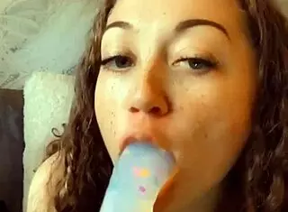 miss daisy mae sucks dildo and plays with wet pussy