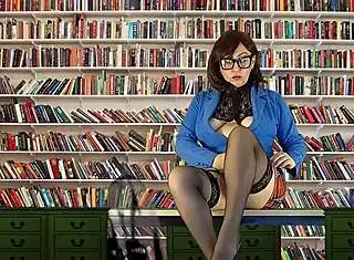 Solo Librarian Brunette Explores Tight Curves in Library Stacks Life