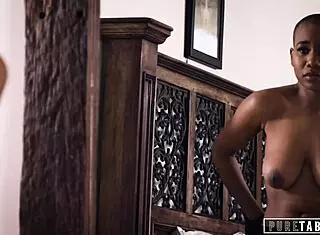 Vulnerable Ebony Teen Jenna Foxx's Emotional Threesome Journey