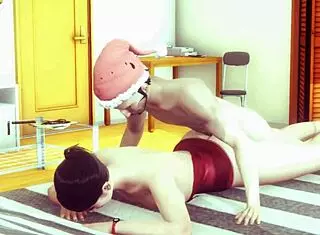 3d couple has huge cock sex in cute outfit