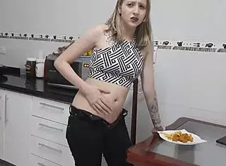 girl with stomach ache farting stinky