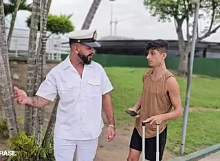 Capitao Slams Novinho with Monster Cock in Interracial Blowjob