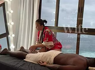 asian masseuse does relaxing massage on black guy with big cock, he cums in latina's pussy part ii lina nakamura john coffee