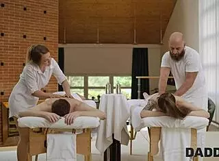 Uncle gives son's girlfriend a lustful massage 😏