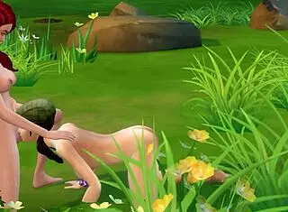 Lesbians have sex in the park.