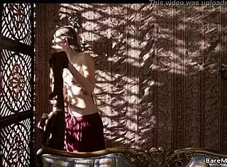 needy medieval maid alyce anderson touches herself with close up on trimmed pussy in bare maidens