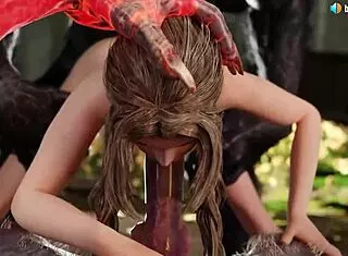 Aerith Serves Two Werewolves with Deepthroat and Anal in Final Fantasy 3D Animation!