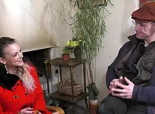 Cutie with Big Boobs Sucks Elder Cock Part 1