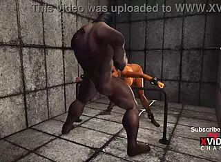 嘿，看这个热辣黑人多乳？她在3D中准备粗暴肛交！