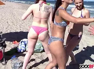 Spring break buddies sharing one massive cock