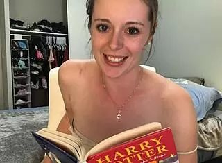 Reading Harry Potter While Riding Vibrator to Orgasm!