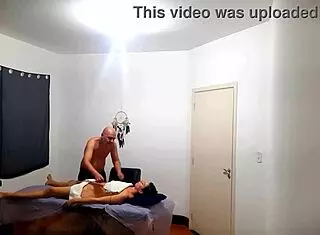 Massage turns into surprise fucking on desk