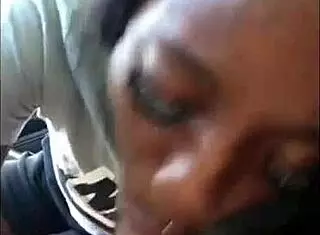 Ebony Chick Sucks White Dick Interracially