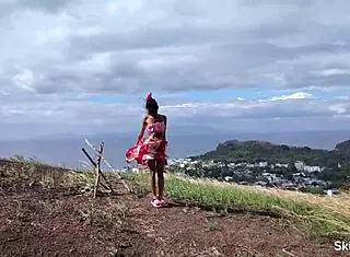 this cute asian with the smallest pussy got wild with a huge cock. it happened publicly by the ocean and up on a mountain.