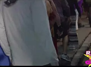 Slutty amateur flashes nude on the street at fantasy fest party