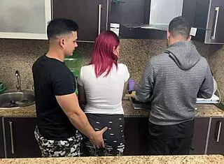 Feeling Thrilled as Husband's Friend Grabs My Ass While Cooking