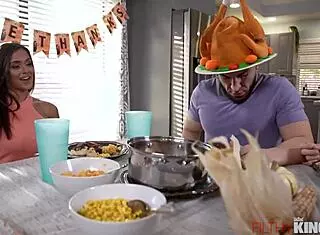 Milf Armani Black Enjoys Wild Thanksgiving Fuck with Pierced Nipples