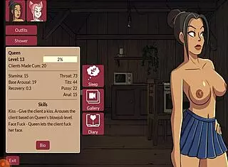 hg queens brothel: girl creates fantasy brothel with group blowjobs and sluts.