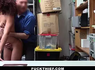 Hey, watch this security officer drill a black shoplifter in his office