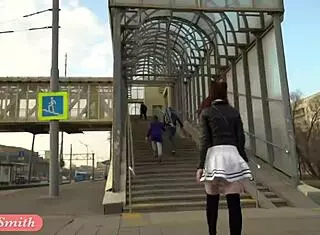 hey, take a peek under my skirt, jeny smith teases in public with hairless flash