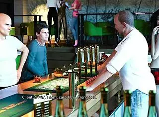 Anna explores exciting affection in a bar game with 3D cartoons