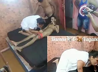 I watch this latina bbw get banged by three guys, so intense.