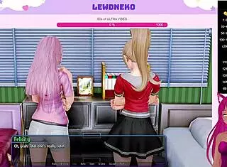 in harem hotel part 14, vtuber lewdneko as the cute bunny engages in femdom bdsm with creampie and anal assfucking