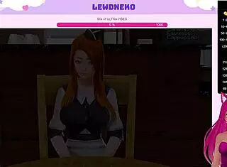 in harem hotel part 14, vtuber lewdneko as the cute bunny engages in femdom bdsm with creampie and anal assfucking