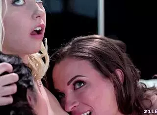 Adria Rae, Chloe Cherry, And Lily Love Engage In Lesbian Threesome With Face Sitting, Tribbing, Muff Diving, And Cunilingus